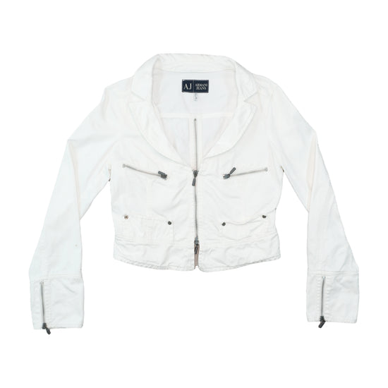 Armani Jeans White Zip Up Utility Jacket (Festa Branca)