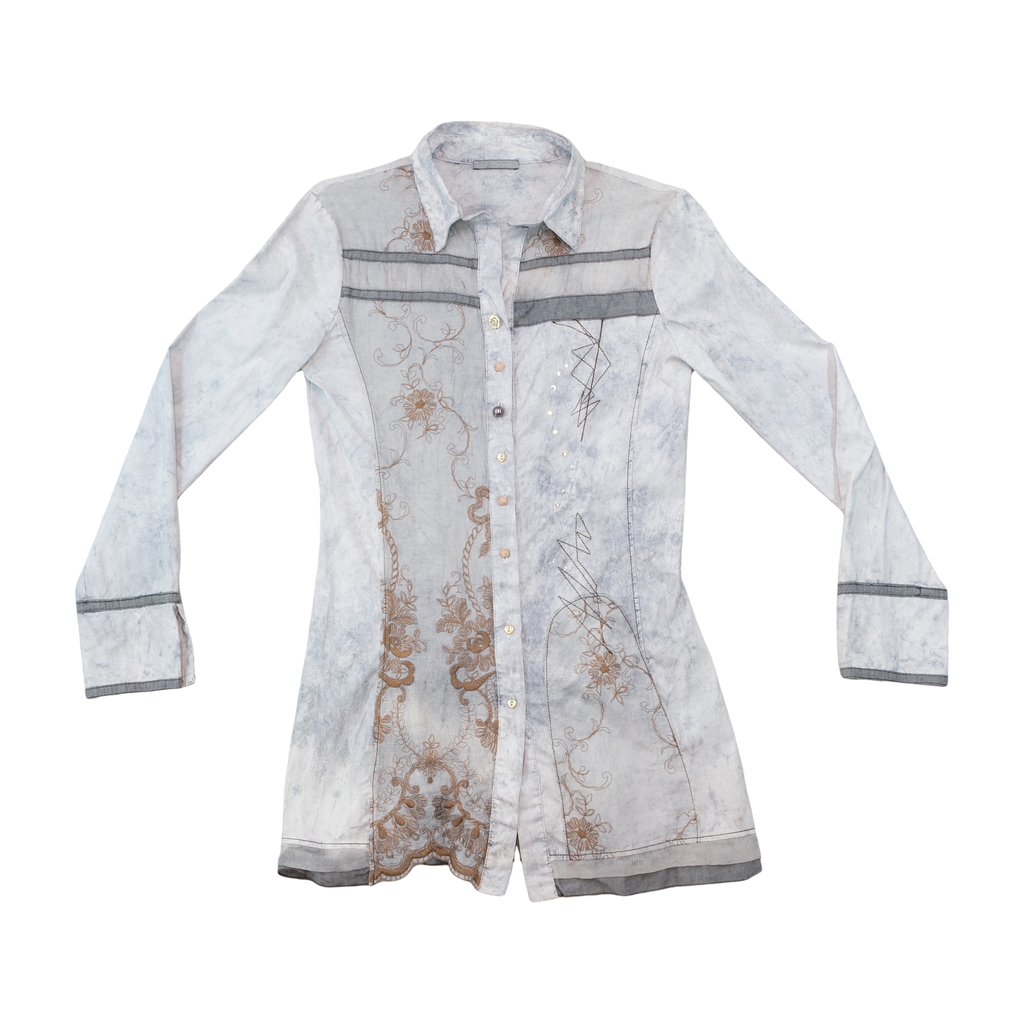 Elly Embroidered Studded Button Up Shirt