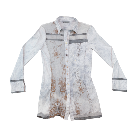 Elly Embroidered Studded Button Up Shirt