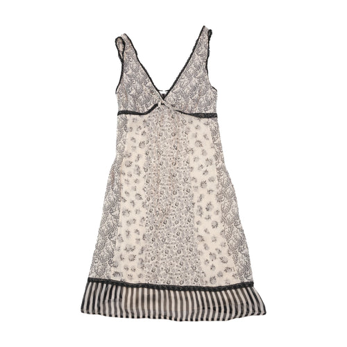 Aniye By Black and White Mixed Print Lace Trim Slip Dress