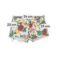 Floral Print Frayed Hem Denim Shorts