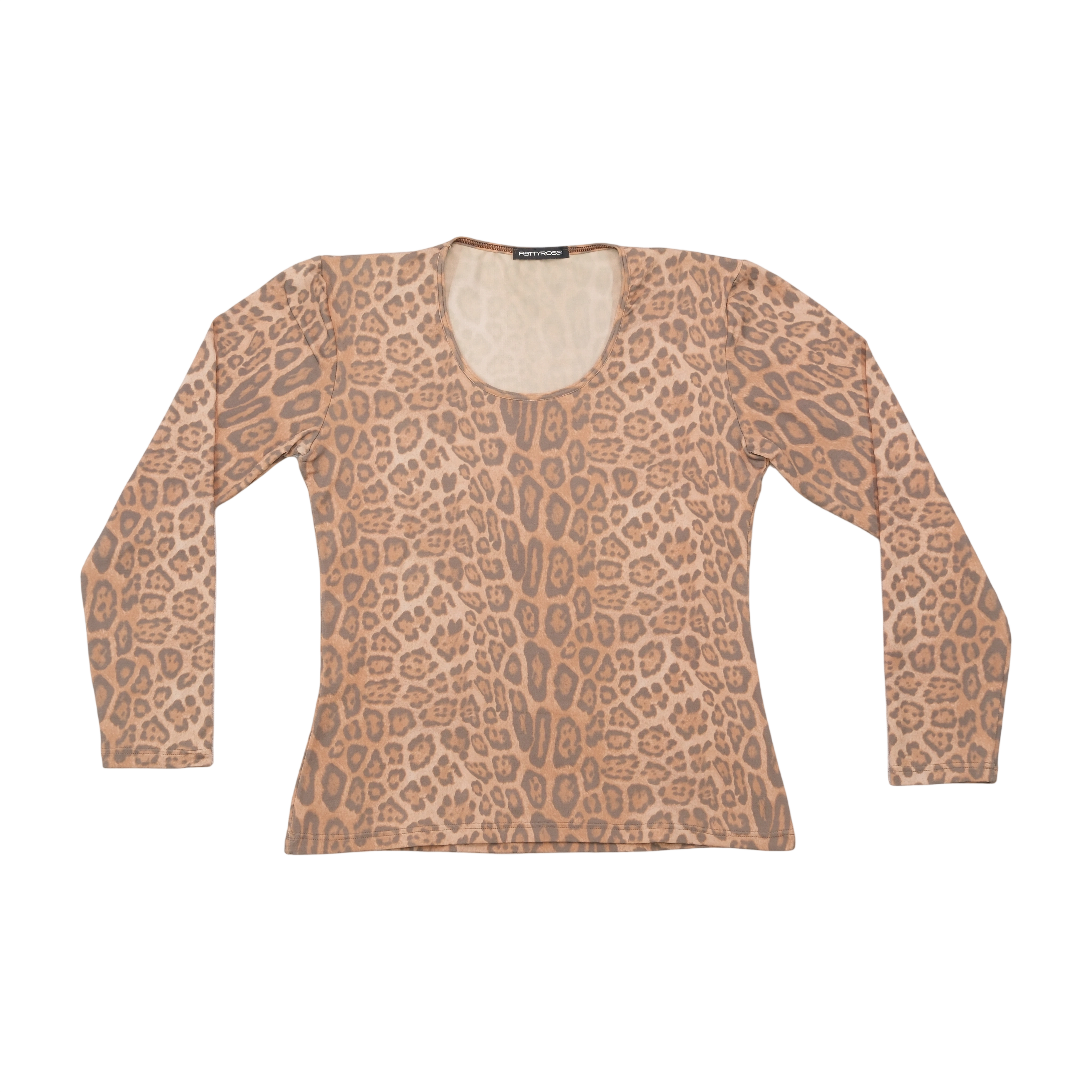 T-shirt Patty Rossi de Manga Comprida com decote Redondo e estampado de Leopardo