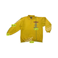 Camisola vintage de Fabrico Italiano Amarelo-mostarda em algodão com gola e Meio Fecho