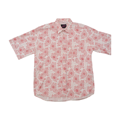 c'est Superbe Floral Print Short Sleeve Button Up Shirt