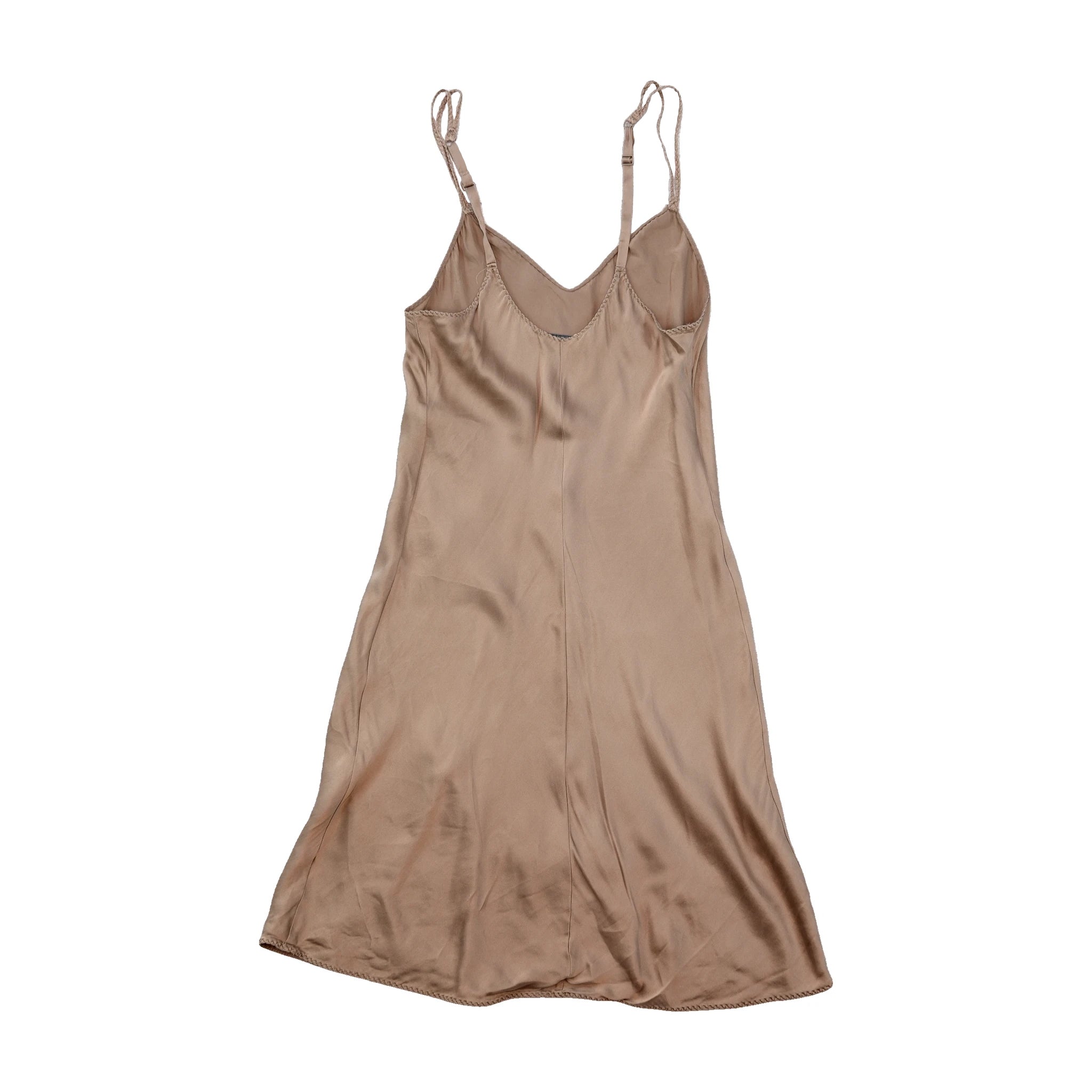 Beige Satin-Look Slip Dress with Adjustable Straps