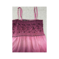 Pink Sequin Embroidered Floral Tank Top