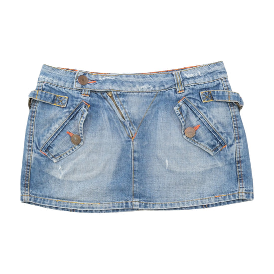 Phard Washed Denim Mini Skirt with Utility Pocket Details