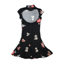 Mini vestido com estampado de Dragão &amp; rosas e Atilhos nas Costas