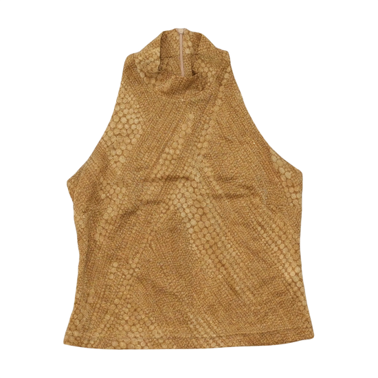 Cevas B Metallic Snake Print Sleeveless Mock Neck Blouse