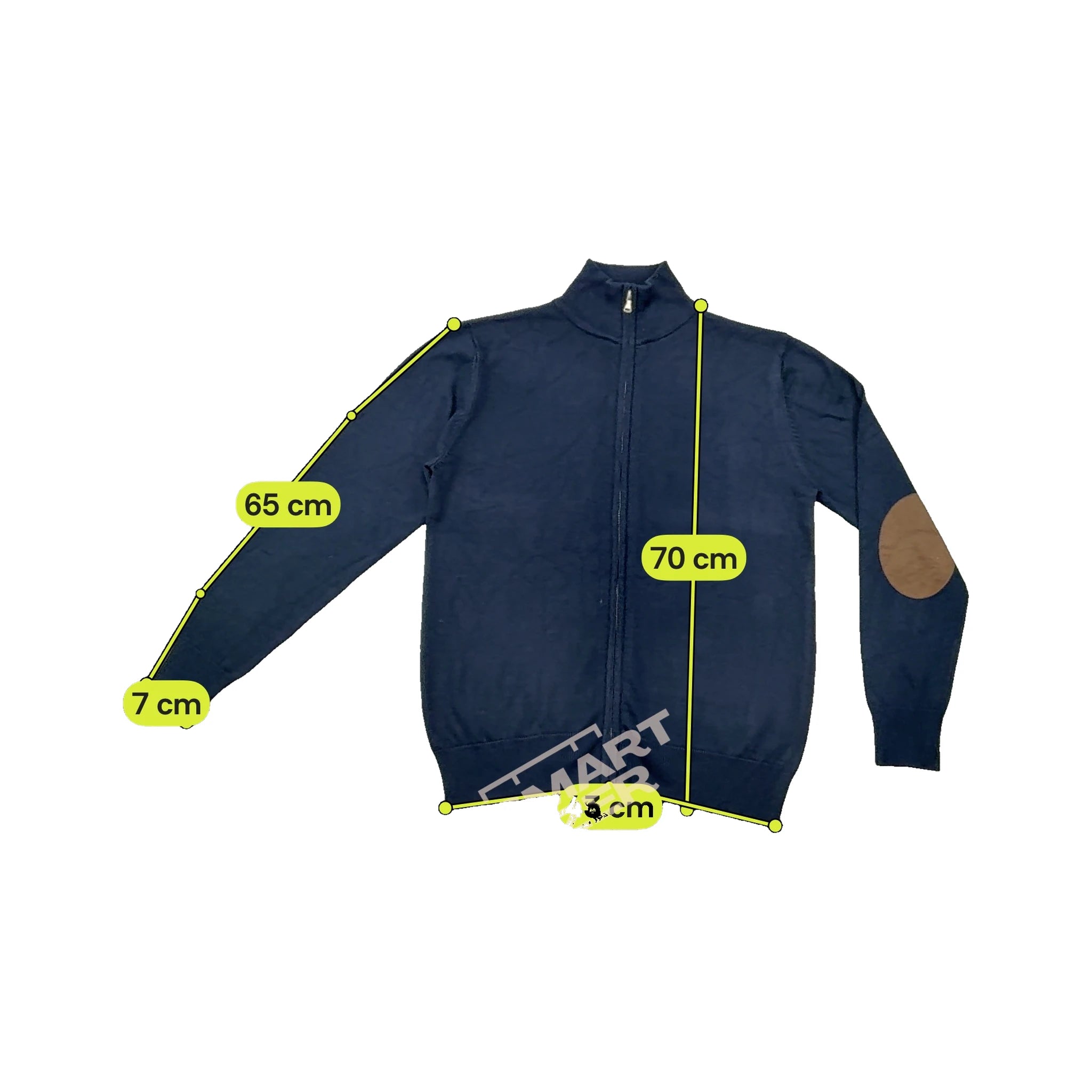 FABRICADO Na PRC Navy Full Zip Mock Neck Sweater with Elbow Patches