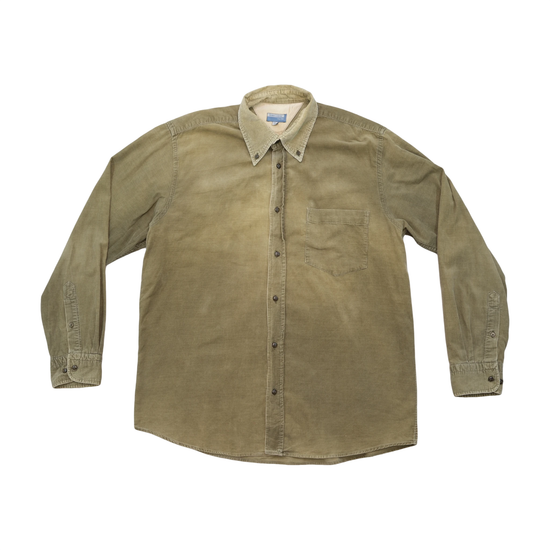Green Leaves Olive Cotton Corduroy Button-Down Shirt