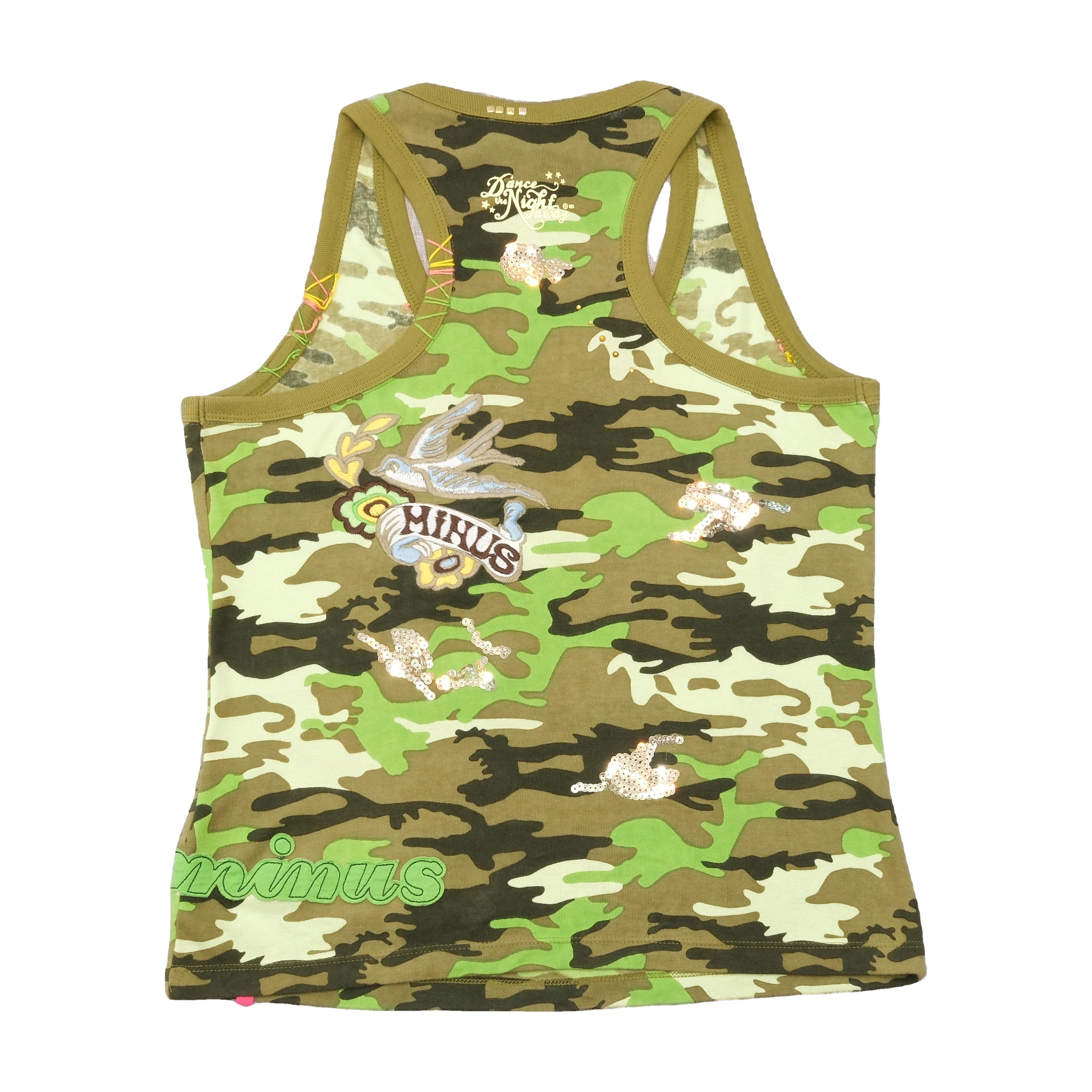 Plus Minus Camouflage Embroidered Sequin Cotton Tank Top