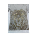 Calvin Klein Jeans Metallic Foil Lion Graphic V-Neck Long Sleeve T-shirt
