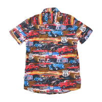 S.C.W. Made For You Route 66 Classic Car Print Cotton Button Up Shirt
