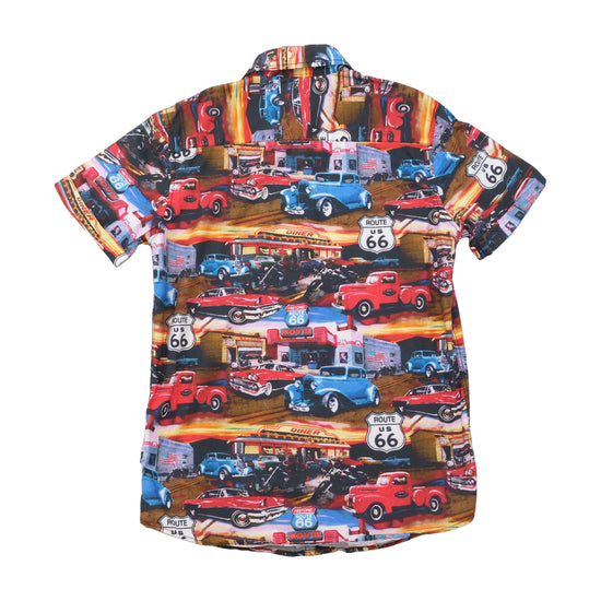 Camisa S.C.W. Made For You em algodão com estampado de Carros Clássicos Route 66