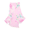 Saia vintage rosa com estampado floral Tropical e Bainha Lenço