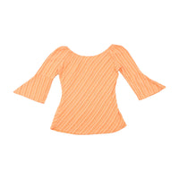 Blusa Pimkie laranja de Manga de Sino às riscas