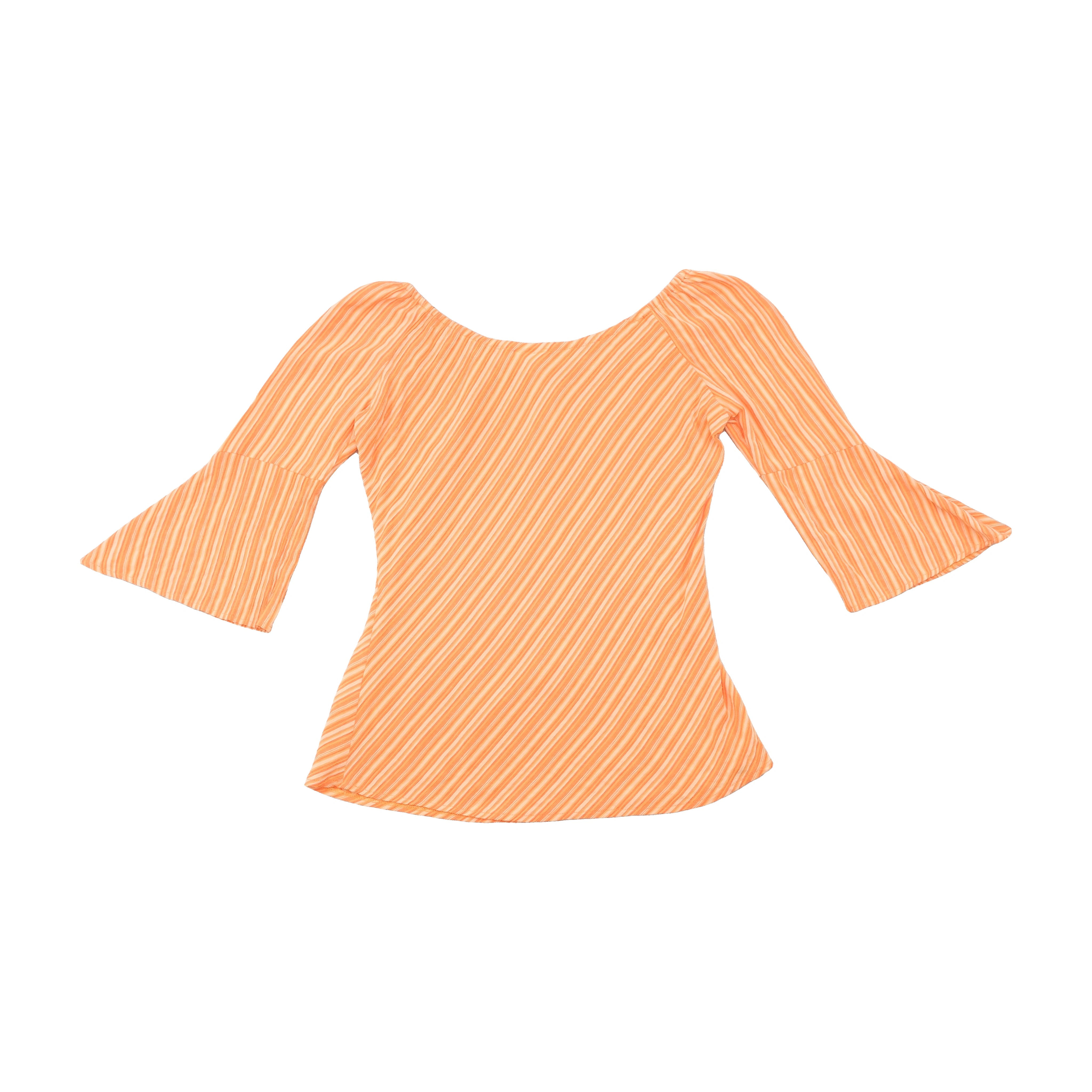 Blusa Pimkie laranja de Manga de Sino às riscas