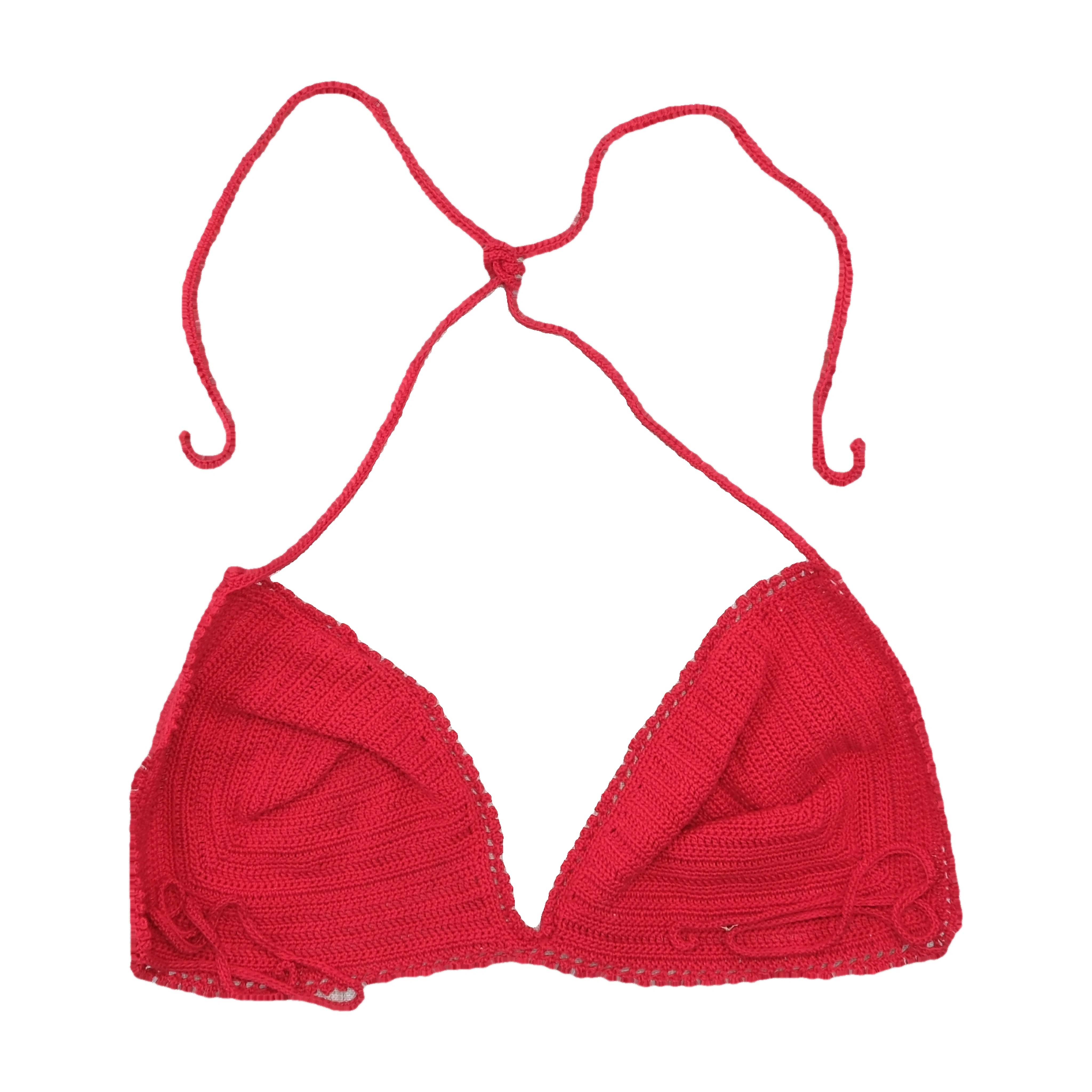 Hand Crocheted Halter Triangle Knit Top