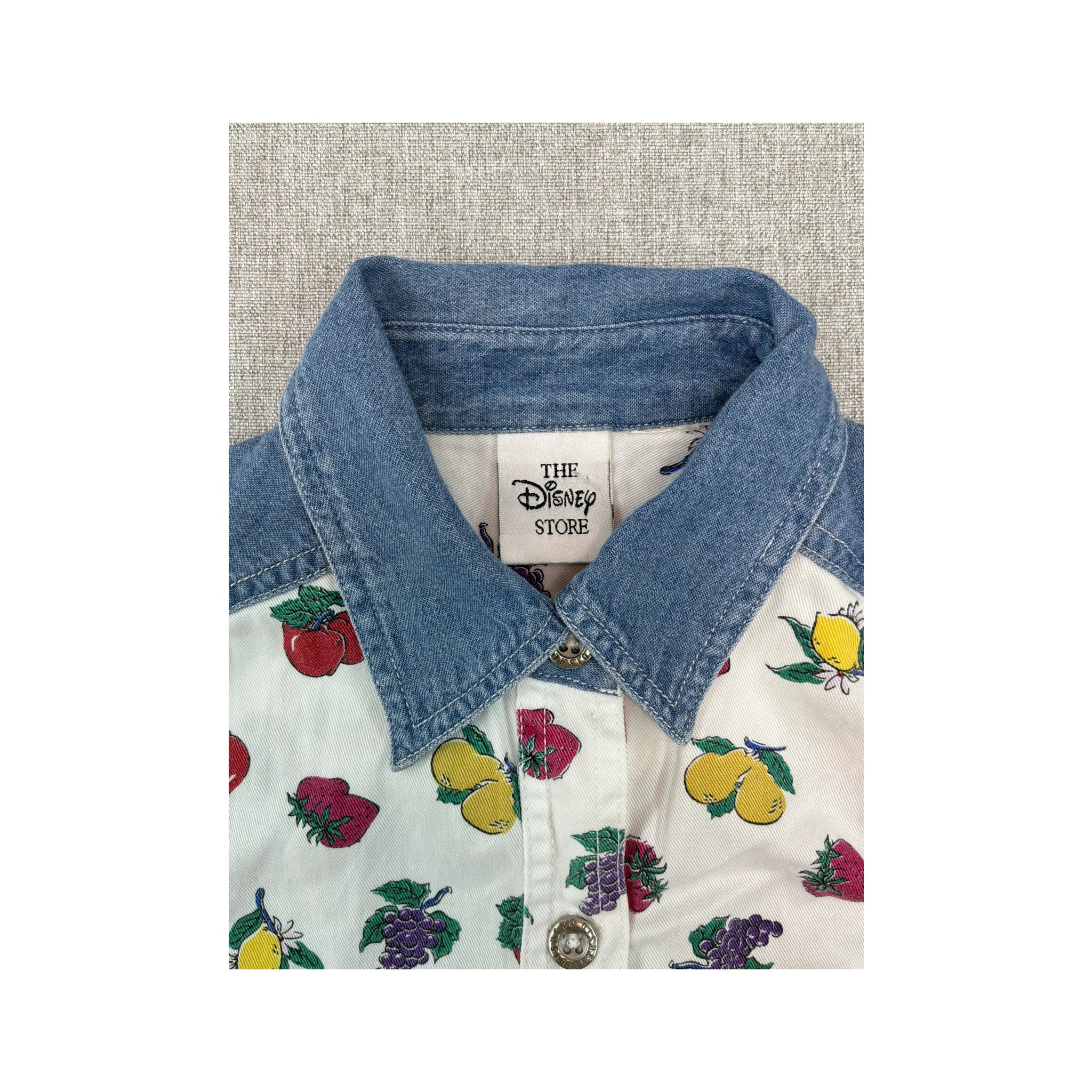 The Disney Store Winnie the Pooh Fruit Print Sleeveless Button Up Shirt