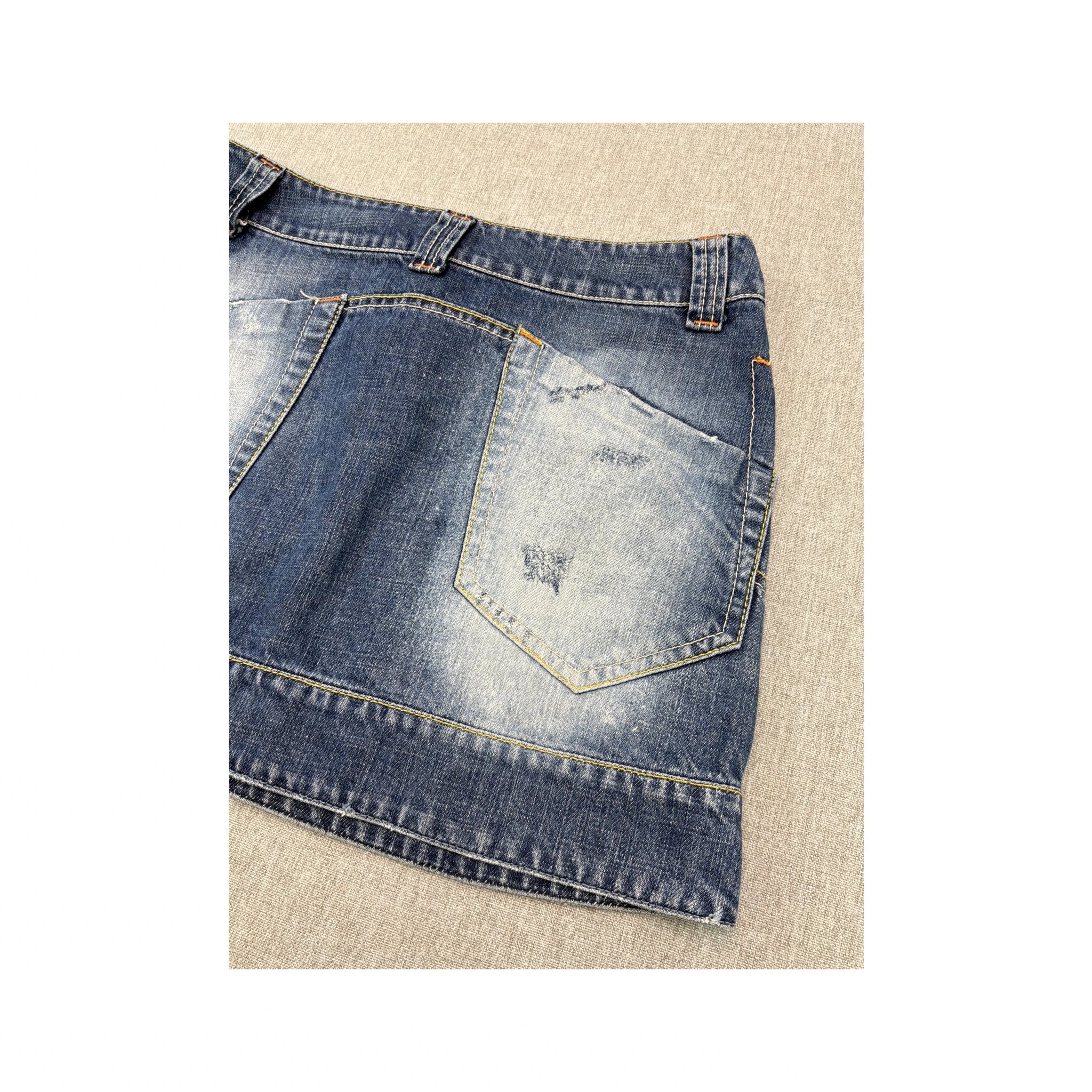ZUKI Distressed Washed Denim Mini Skirt