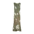 Primo Piano Olive Green Rose Print Sleeveless Maxi Dress