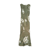 Primo Piano Olive Green Rose Print Sleeveless Maxi Dress