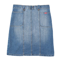 Red Planet Panelled Medium Wash Cotton Denim Utility Skirt