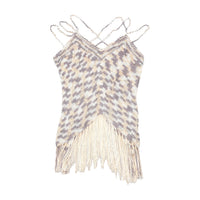 Hua Di Cheng Beaded Crochet Fringe Tank Top
