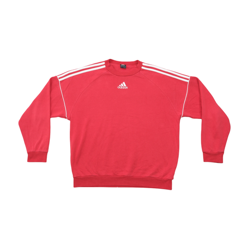 adidas Vintage Red Cotton Blend 3-Stripes Crewneck Sweater
