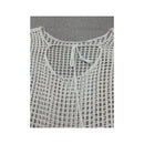 Vintage Open-Knit Grid Pattern Long-Sleeve Midi Dress