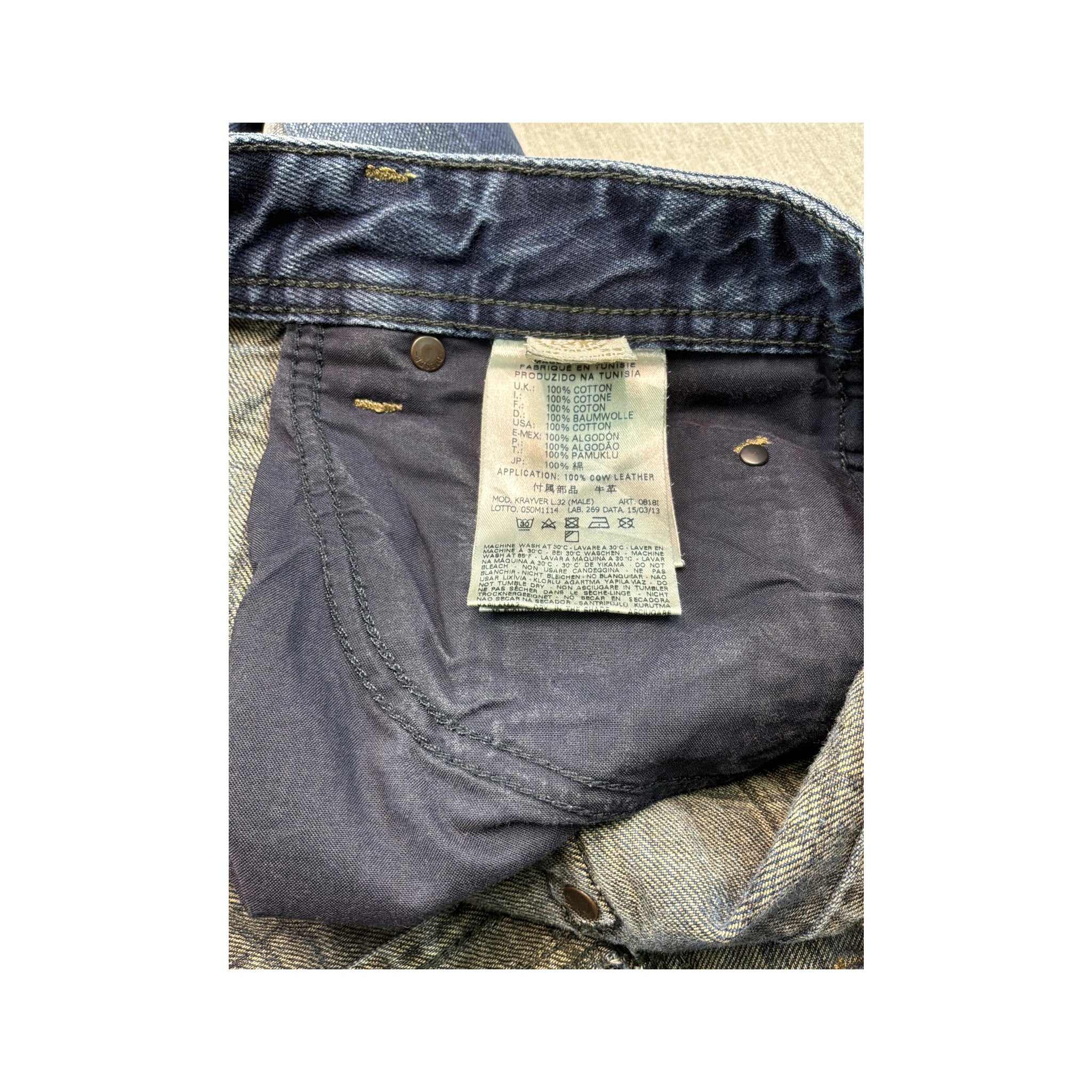 Diesel Distressed Repaired Washed Blue Cotton Denim Jeans
