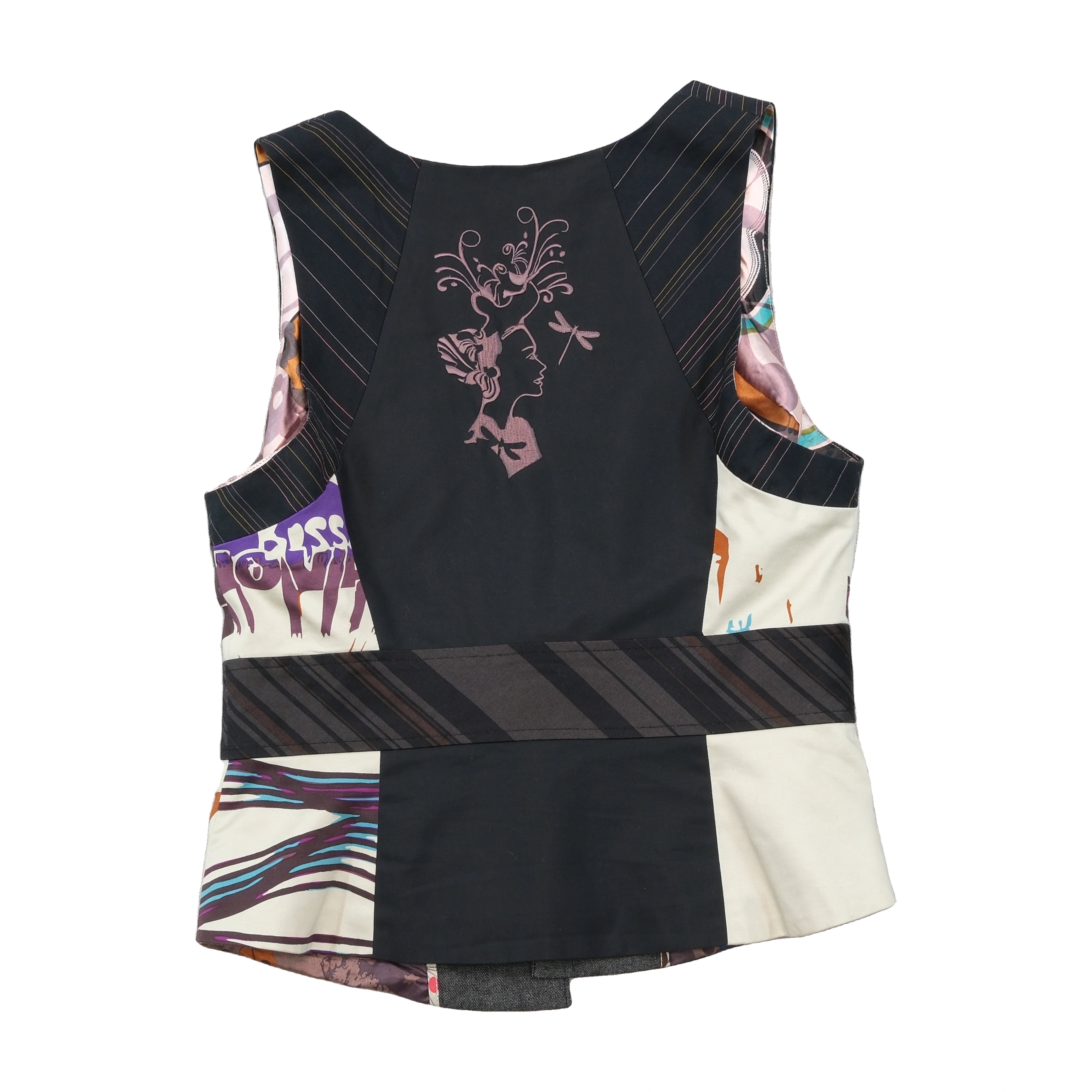St-Martins Patchwork Belted Sleeveless Blouse (repriced)