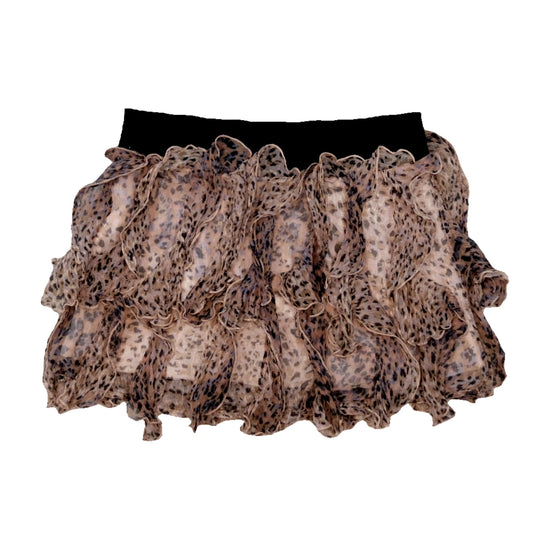 Patrizia Pepe Leopard Print Ruffle Mini Skirt