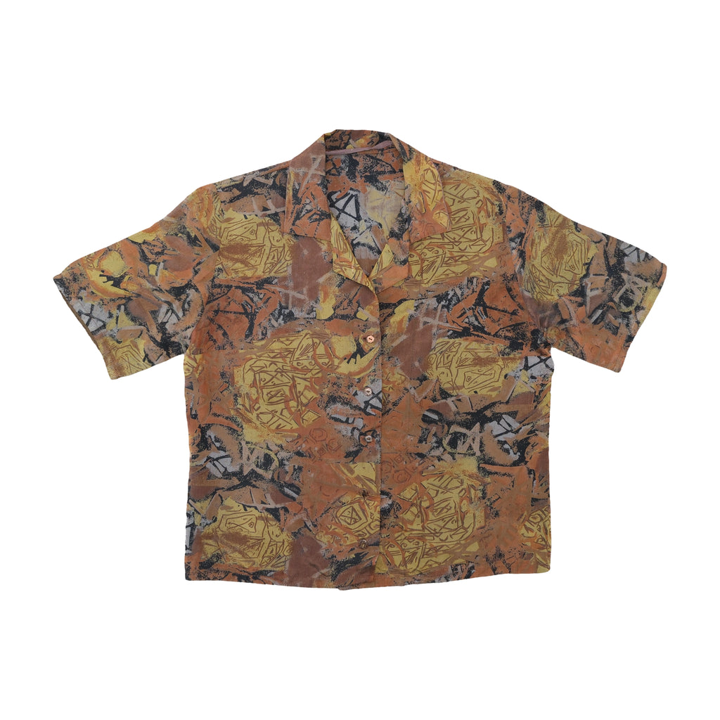 Camp Collar Abstract Print Button Up Shirt