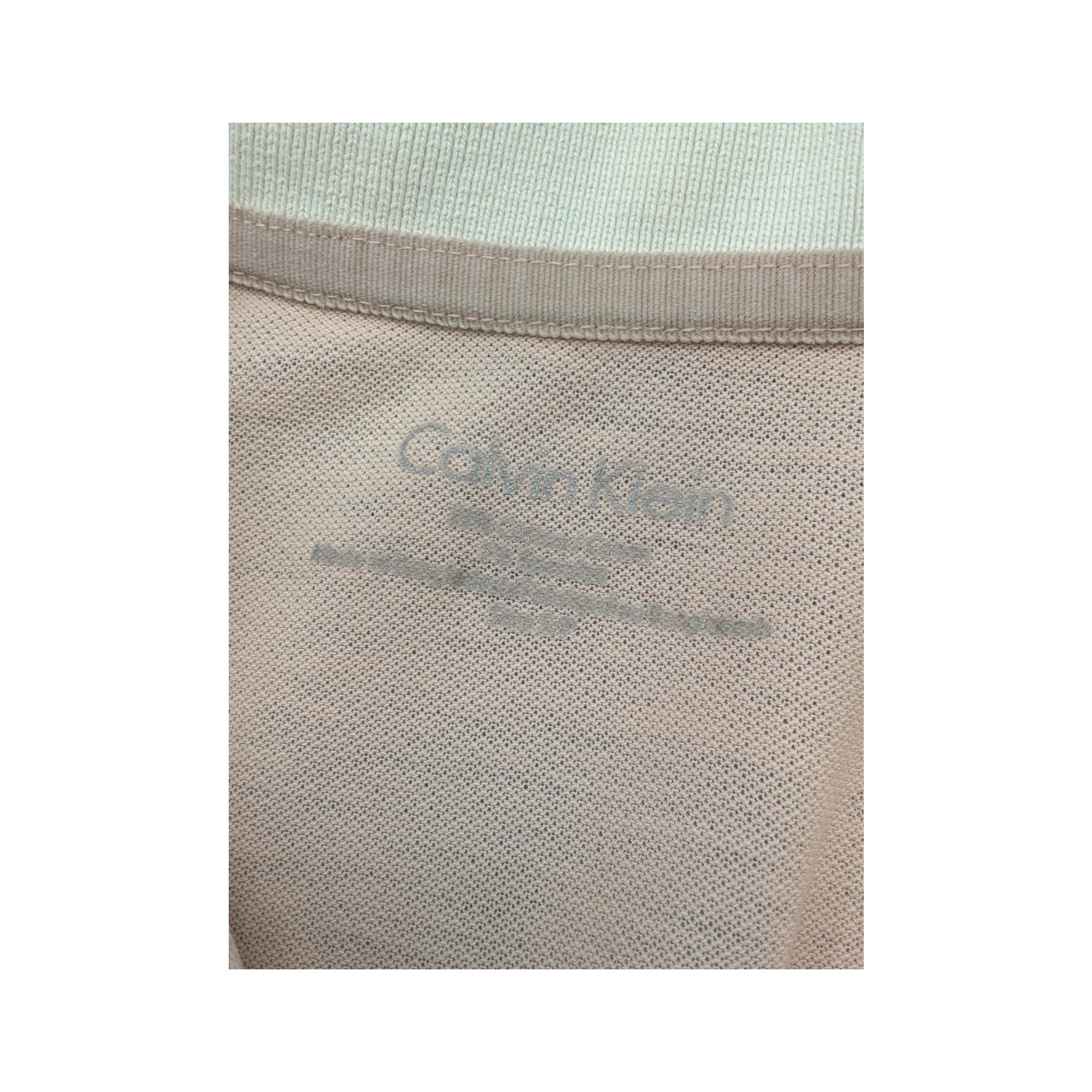 Calvin Klein Pink and White Cotton Stretch Polo Shirt