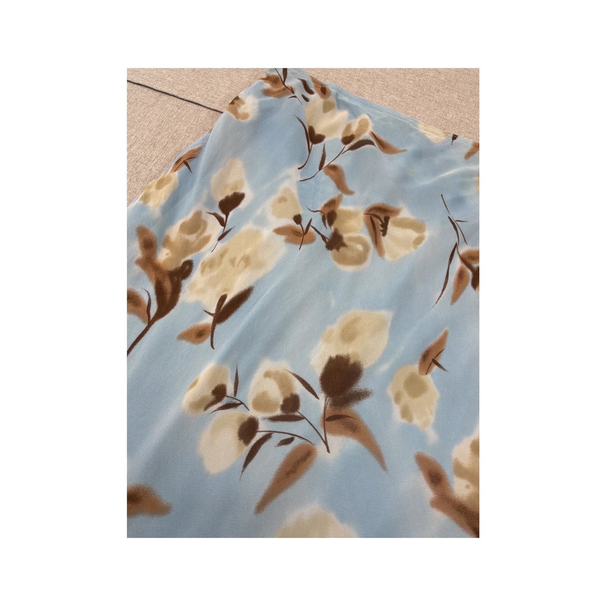 Esisto Blue Floral Bias Cut Midi Skirt