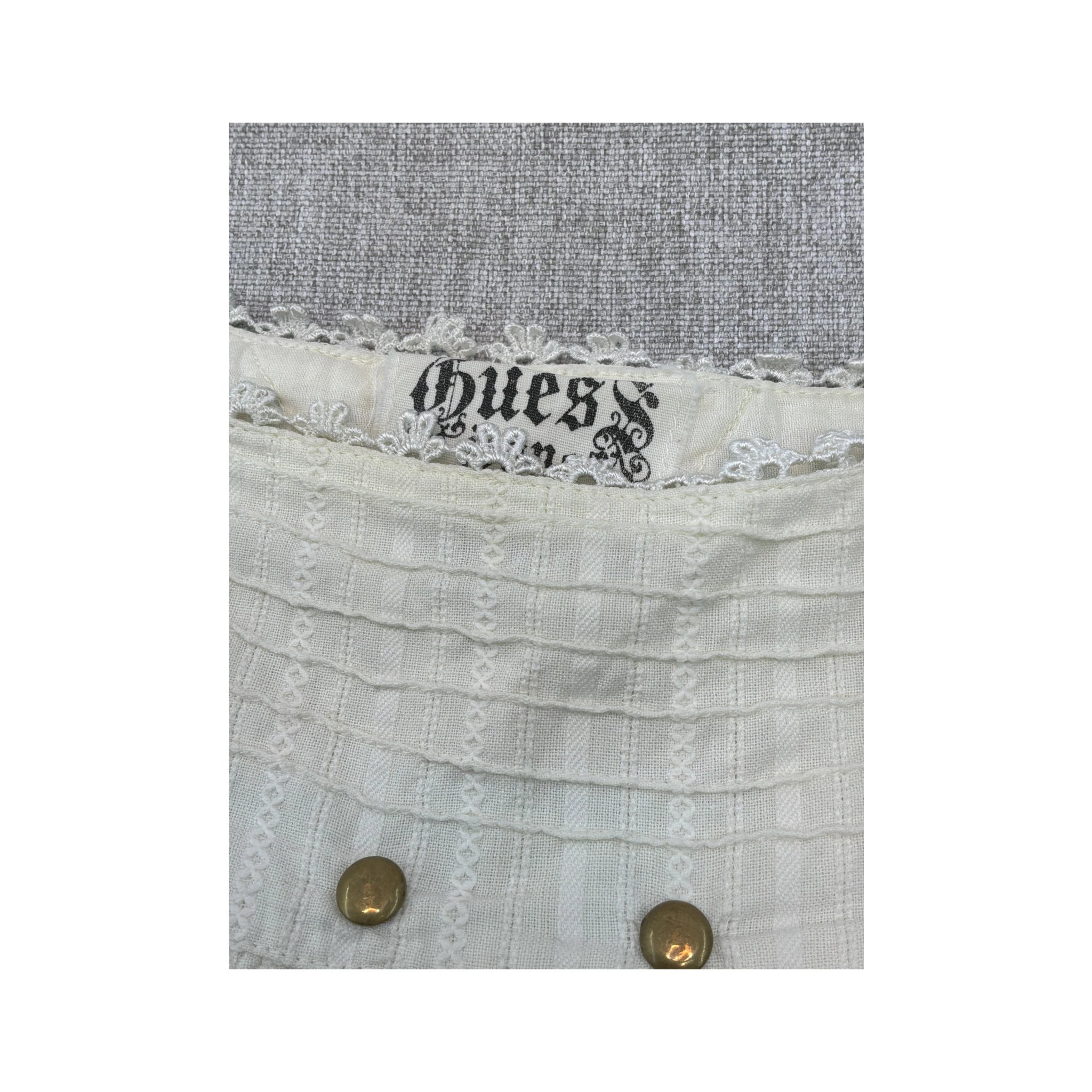 Mini saia Guess Jeans branca Adornada com Ilhós