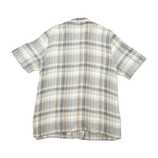 Camisa Maria Bellesi em Mistura de Linho em xadrez com Fecho à Frente
