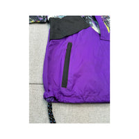 Vintage Abstract Print Purple Pullover Ski Jacket