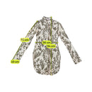 Charro Baroque Floral Stripe Ruffle Placket Dress