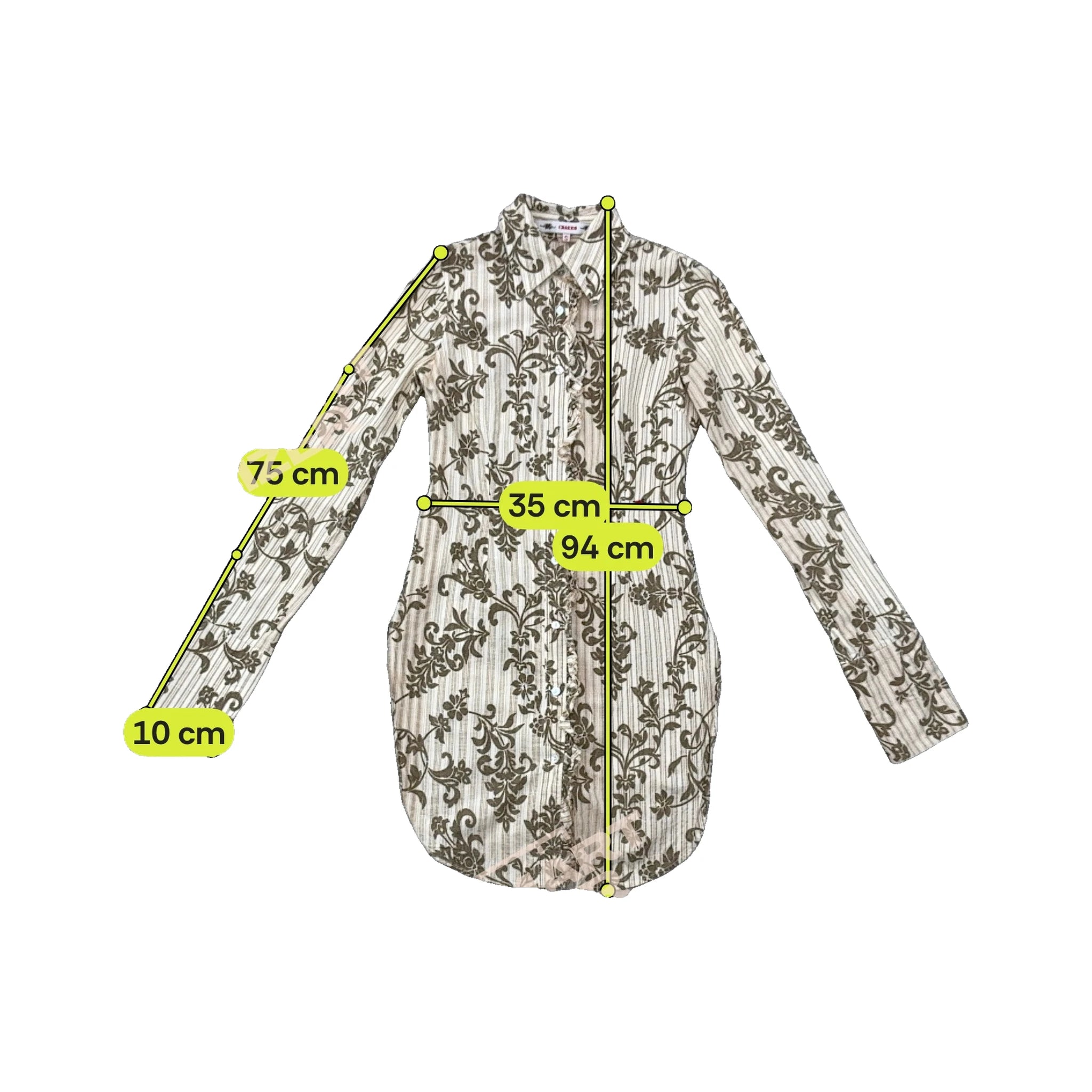 Charro Baroque Floral Stripe Ruffle Placket Dress