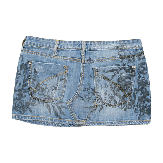 Monica's Jeans Floral Print Denim Mini Skirt