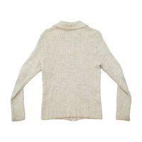 Rib Knit Zip-Up Collared Sweater