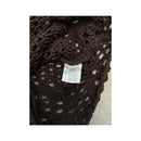 Brown Crochet Knit V-Neck Sweater