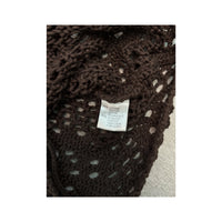 Brown Crochet Knit V-Neck Sweater