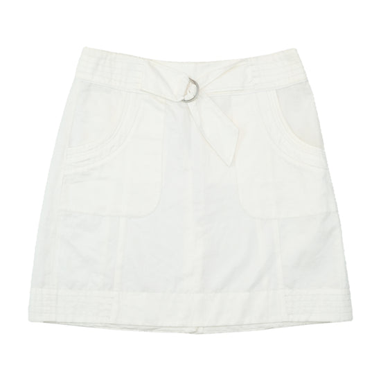 Sportmax Code Belted D-Ring Cotton Utility Mini Skirt (Festa Branca)
