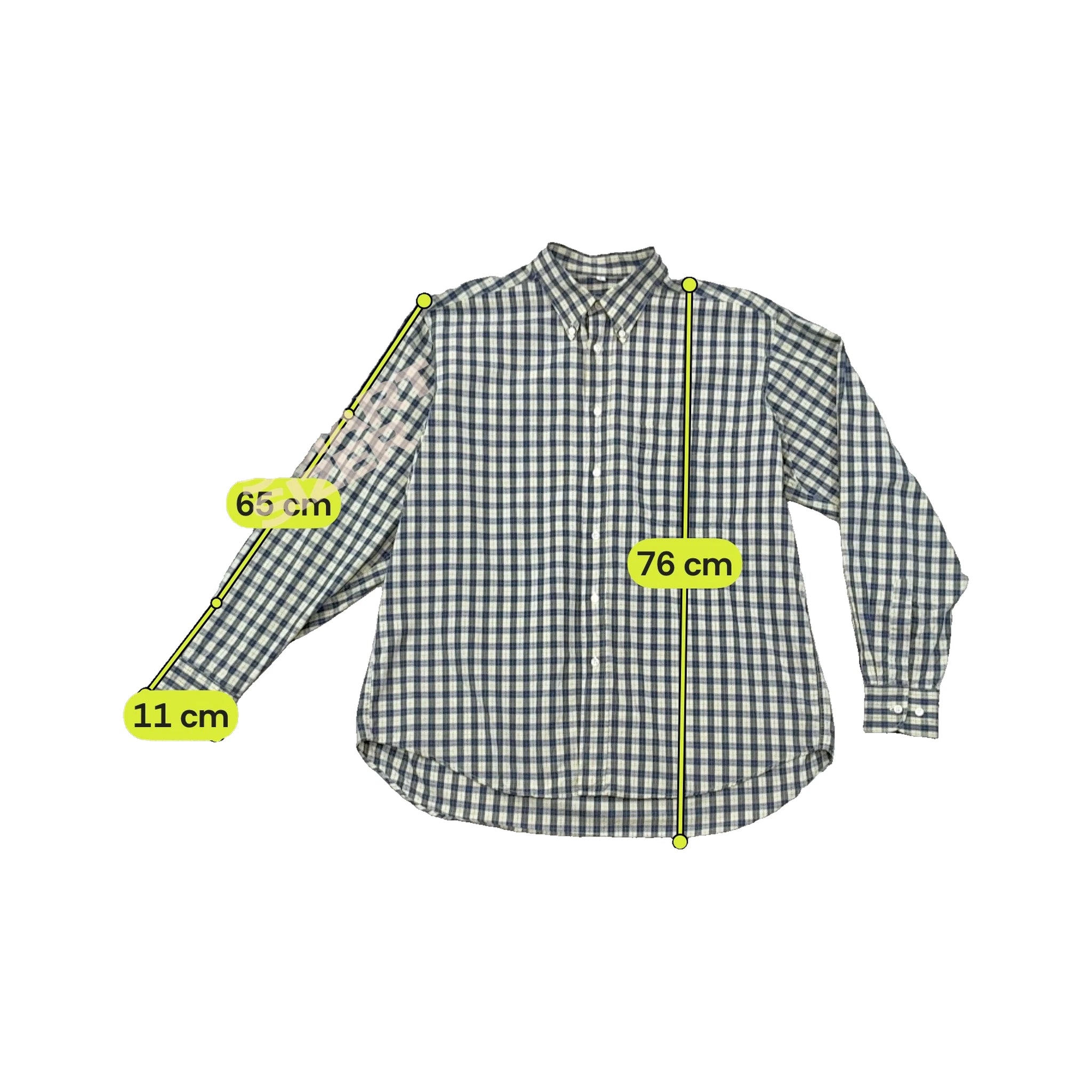 Green Leaves Gingham Plaid Button-Down Cotton Shirt