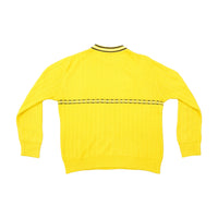 Vintage Yellow Rib Knit Striped Mock Neck Sweater