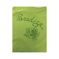 Y2K Lime Green Glitter Paradise Floral Cotton Tank Top